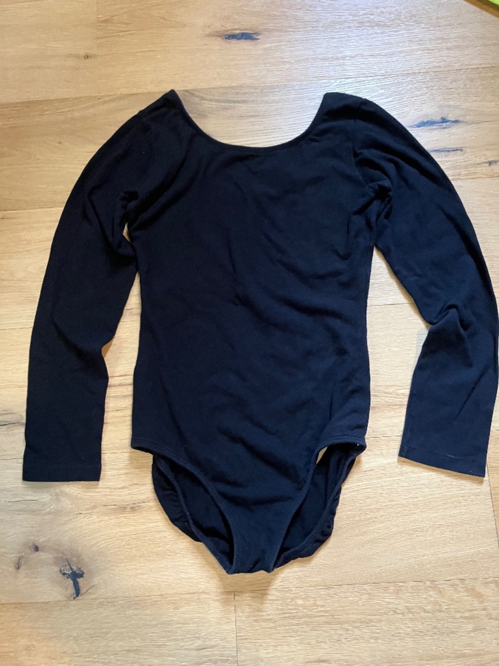 Eurotard Adult Medium Black Long Sleeve Scoop Neck Leotard